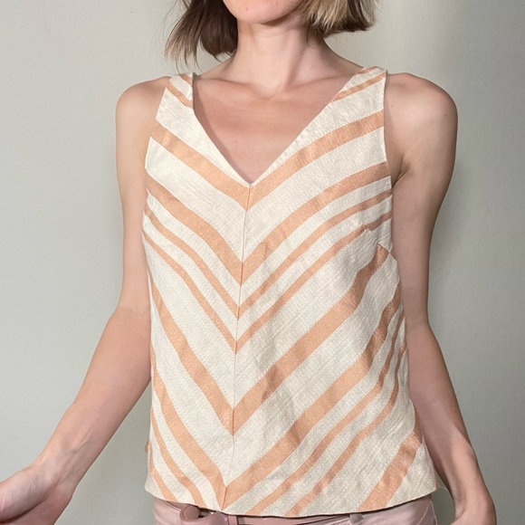 SOLD 9/6 live HD in Paris Blushing Rococo Pink Striped Tank - Picture 4 of 12